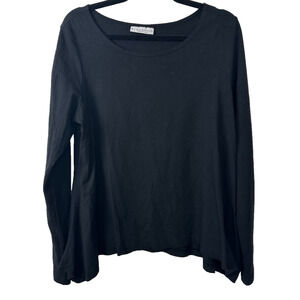 Bryn Walker Black Tunic Bamboo Organic Cotton Tunic Top Oversized Size M A5
